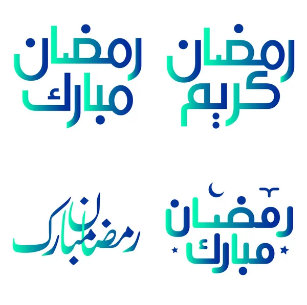 Gradient Grön Och Blå Arabisk Kalligrafi Vektor Illustration För Den — Stock vektor