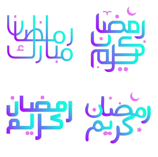Vector Ilustración Gradiente Ramadán Kareem Deseos Con Tipografía Árabe — Archivo Imágenes Vectoriales