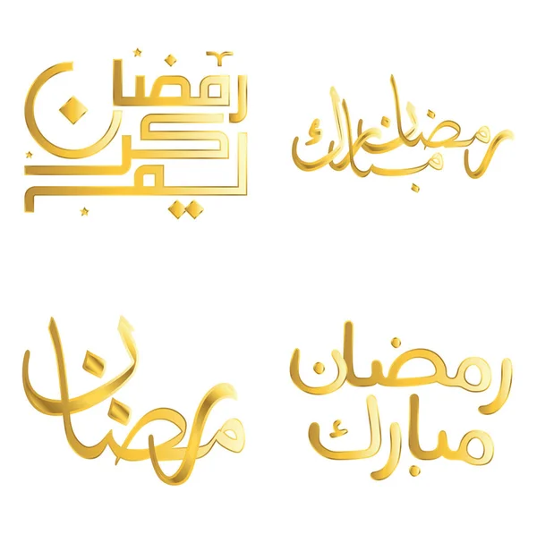 Vektor Illustration Ramadan Kareem Önskningar Hälsningar Med Golden Calligraphy — Stock vektor
