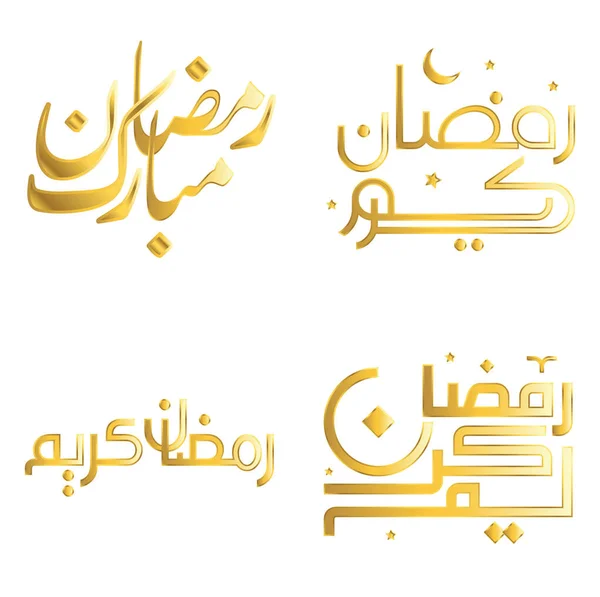 Tarjeta Felicitación Vector Golden Ramadan Kareem Con Diseño Caligrafía Árabe — Vector de stock