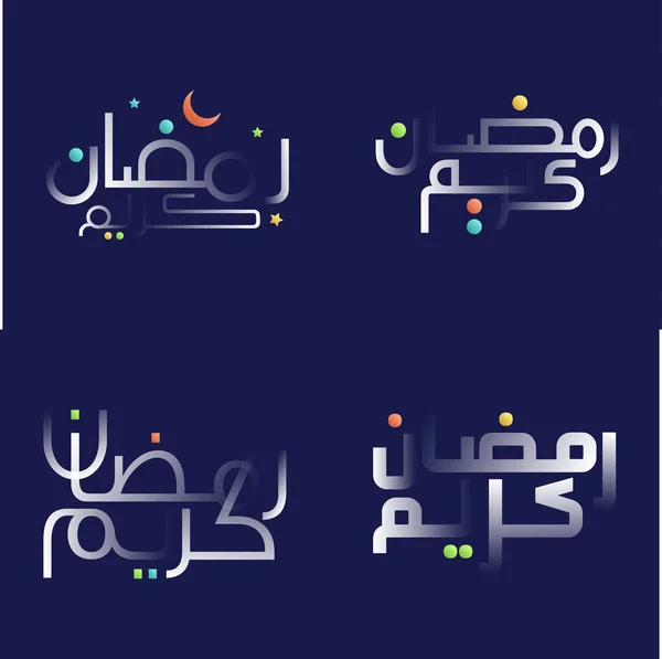 Glossy Ramadan Kareem Calligraphy Pack Splash Color — Stock Vector