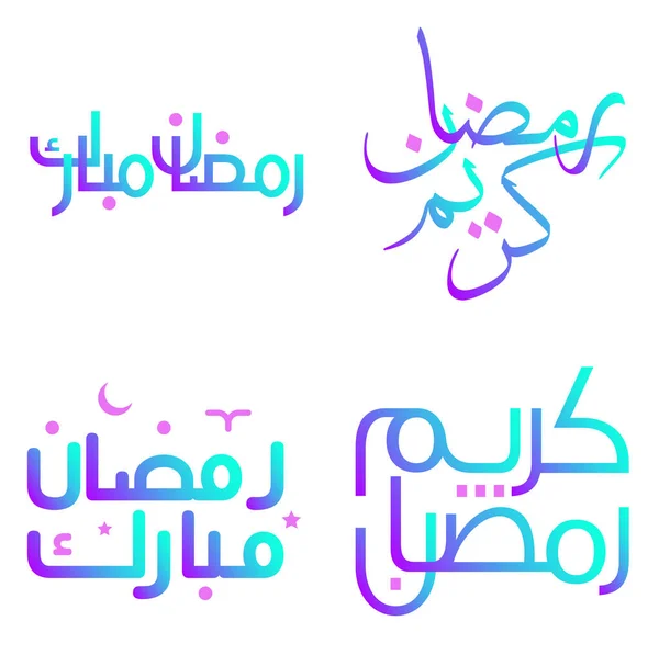 Vector Illustration Gradient Ramadan Kareem Wishes Elegant Arabic Typography — Stock Vector