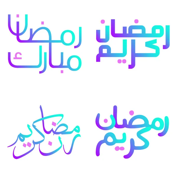 Illustrazione Vettoriale Del Gradiente Ramadan Kareem Calligrafia Celebrazioni Musulmane — Vettoriale Stock