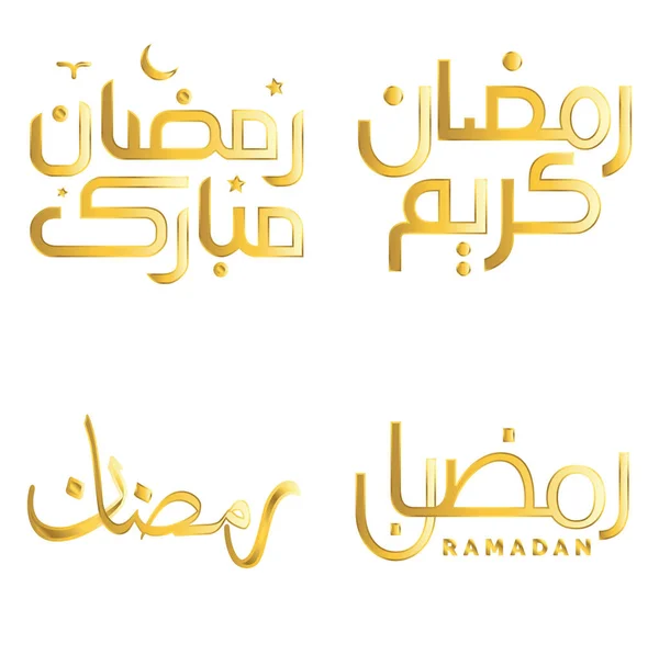 Vier Ramadan Kareem Met Gouden Islamitische Kalligrafie Vector Illustratie — Stockvector