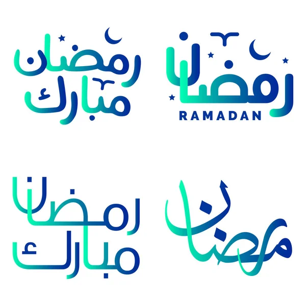 Vector Ilustración Gradiente Verde Azul Ramadán Kareem Caligrafía Para Celebraciones — Archivo Imágenes Vectoriales