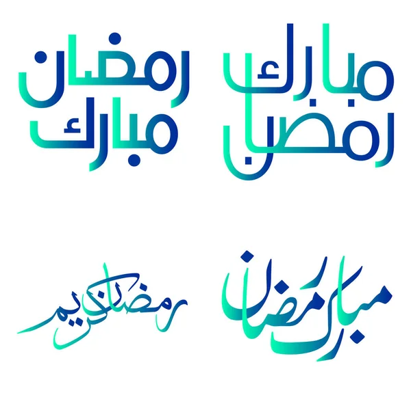 Gradient Grön Och Blå Ramadan Kareem Vektor Design För Islamisk — Stock vektor