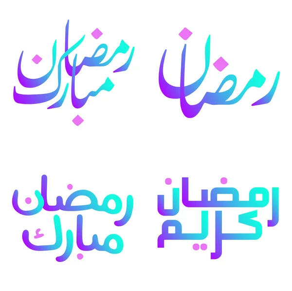 Illustration Vectorielle Ramadan Kareem Souhaits Salutations Avec Calligraphie Dégradée — Image vectorielle