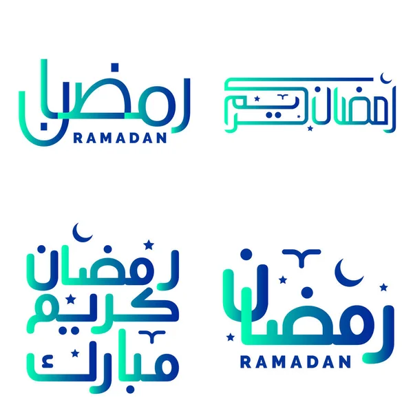 Elegante Gradienten Grün Und Blau Ramadan Kareem Vector Illustration Für — Stockvektor