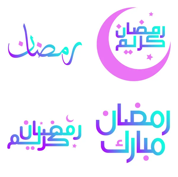 Illustration Vectorielle Ramadan Kareem Souhaits Salutations Avec Calligraphie Dégradée — Image vectorielle