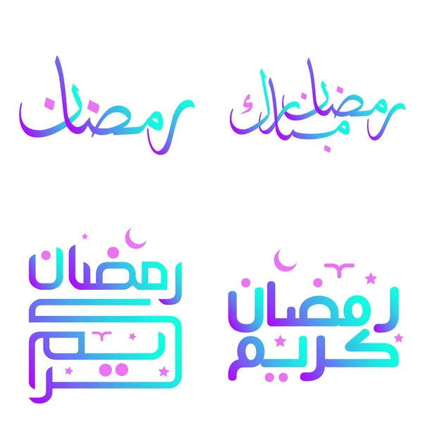 Ilustração Vetorial Gradiente Ramadã Kareem Desejos Com Tipografia Árabe Elegante — Vetor de Stock