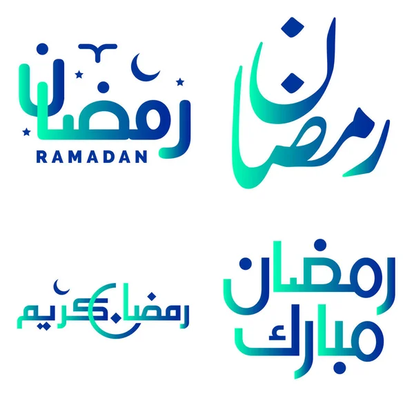 Vector Illustration Ramadan Kareem Wishes Greetings Green Blue Gradient Calligraphy — Stock Vector