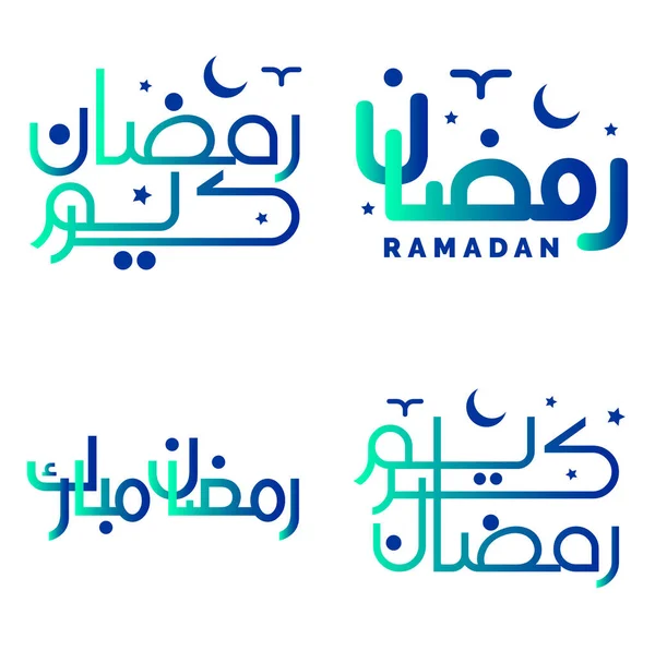 Ilustração Vetorial Gradiente Verde Azul Ramadã Kareem Saudações Desejos — Vetor de Stock