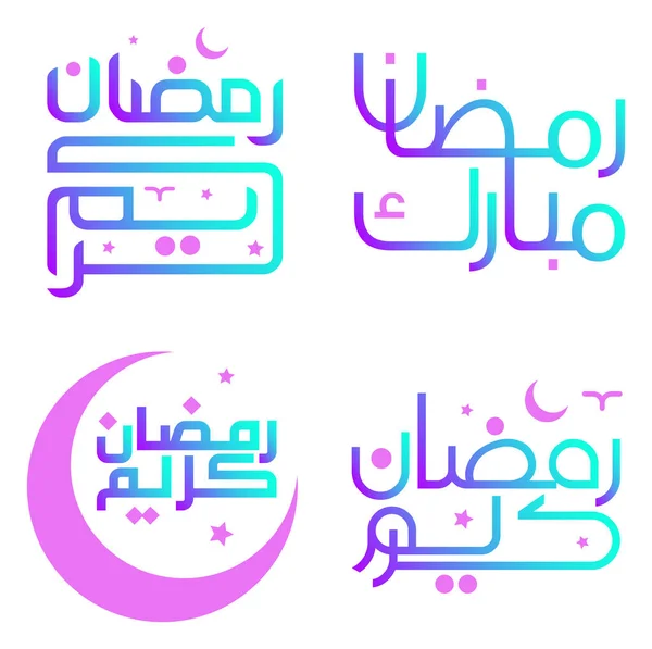 Vector Illustration Ramadan Kareem Wishes Gradient Arabic Typography — Stock Vector