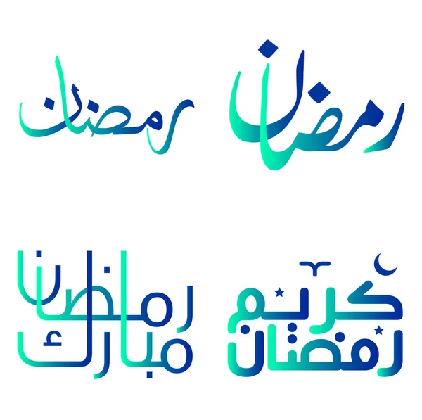 Gradient Calligraphie Arabe Verte Bleue Conception Vectorielle Pour Célébrer Ramadan — Image vectorielle