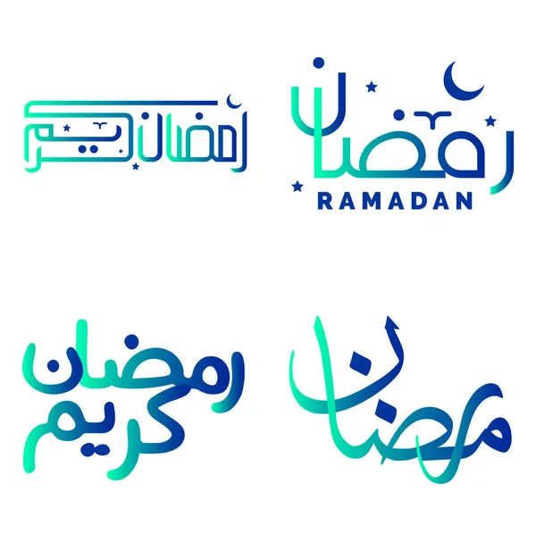 Gradiente Verde Azul Ramadán Kareem Vector Ilustración Con Caligrafía Árabe — Archivo Imágenes Vectoriales