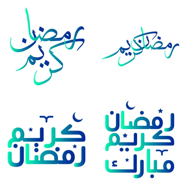 Juhlia Pyhän Kuukauden Paasto Gradient Green Blue Ramadan Kareem Vector — vektorikuva