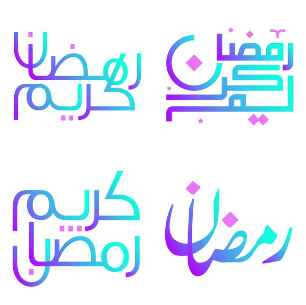 Gradient Arabic Calligraphy Vector Design Ramadan Kareem Wishes — Stock Vector