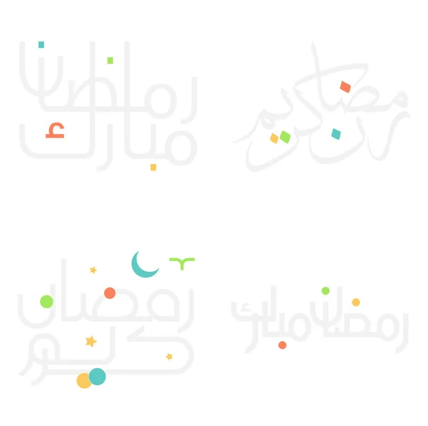 Zestaw Arabskiej Kaligrafii Ramadan Mubarak Kareem Świętego Miesiąca Użytkowania — Wektor stockowy
