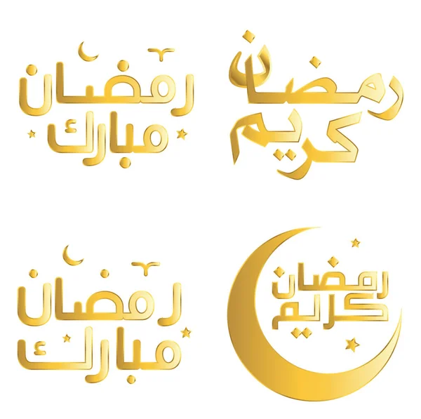 Vector Ilustración Ramadán Kareem Deseos Saludos Con Caligrafía Dorada Para — Vector de stock