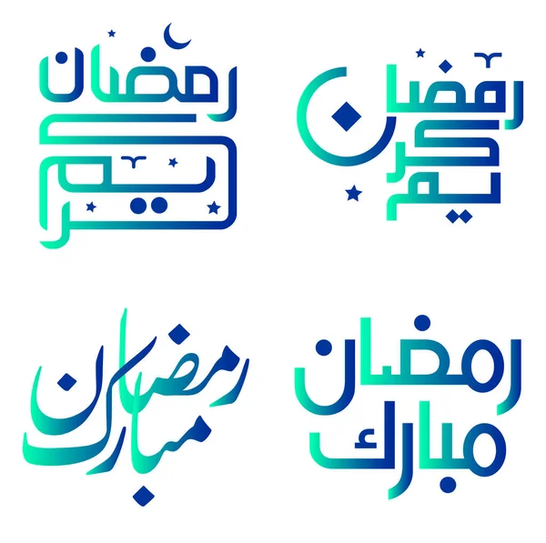 Vektor Illustration Ramadan Kareem Med Elegant Gradient Grön Och Blå — Stock vektor