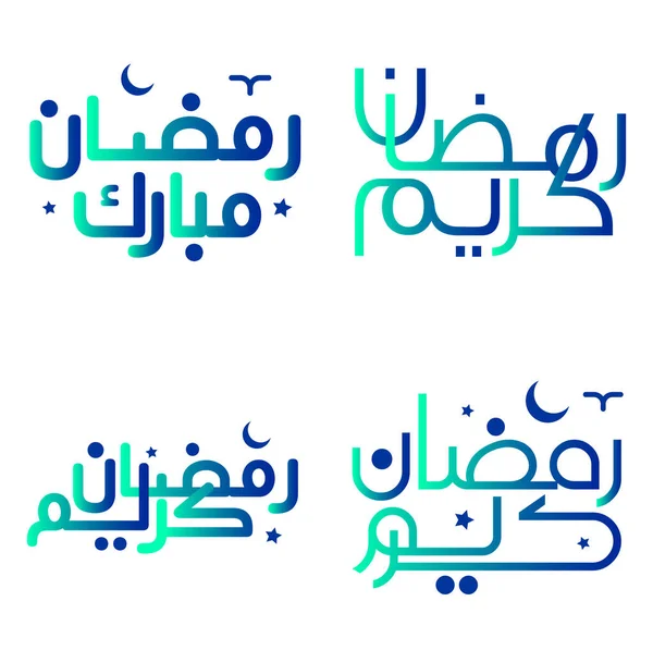 Gradient Calligraphie Arabe Verte Bleue Illustration Vectorielle Pour Les Célébrations — Image vectorielle