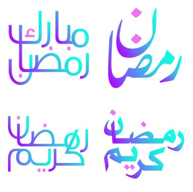 Ramazan Kareem 'in vektör ilüstrasyonuyla Artan Arap tipografisi.