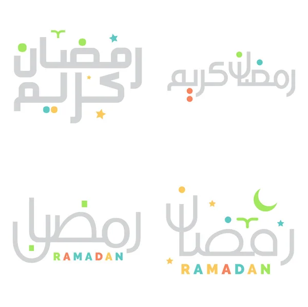 Carte Voeux Ramadan Kareem Avec Design Typographique Arabe Islamique — Image vectorielle
