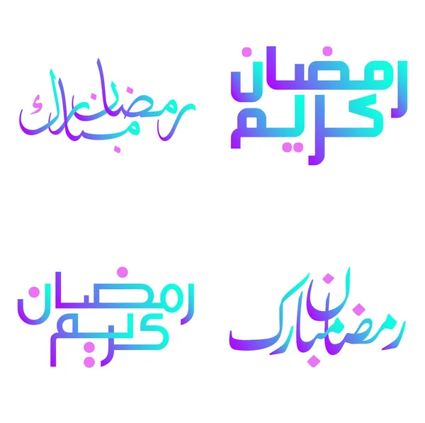 Illustration Vectorielle Cartes Vœux Ramadan Kareem Dégradées Avec Calligraphie Arabe — Image vectorielle
