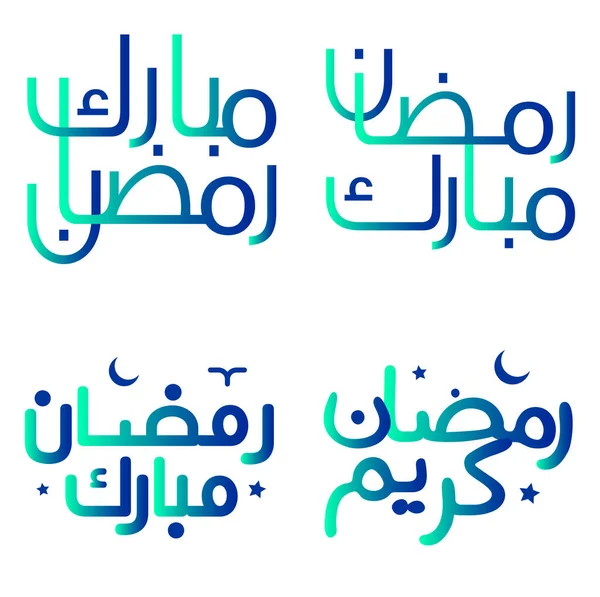 Gradien Hijau Dan Biru Kaligrafi Arab Desain Vektor Untuk Ramadan - Stok Vektor