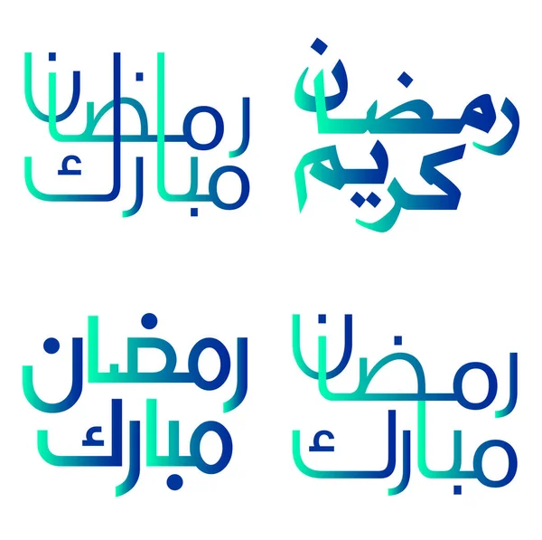 Islamisk Månad Fasta Gradient Grön Och Blå Ramadan Kareem Vector — Stock vektor