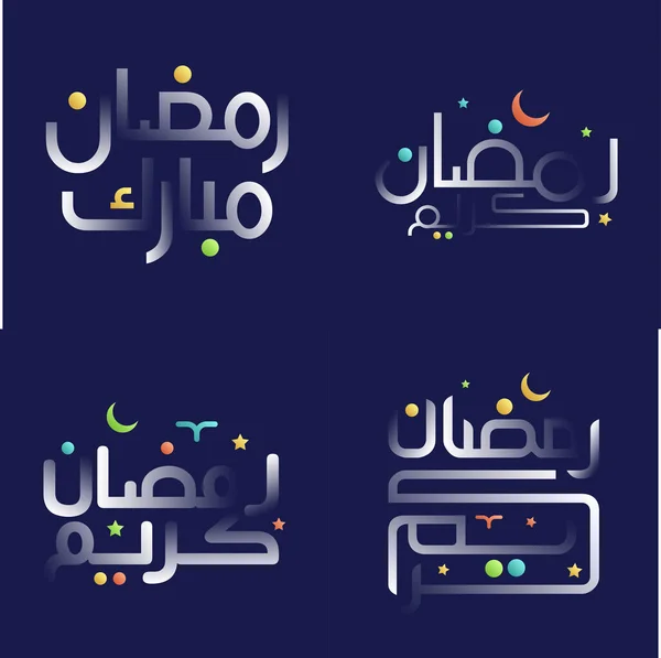 Γιορτάστε Ραμαζάνι Λευκό Γυαλιστερό Πακέτο Καλλιγραφίας Μας Πολύχρωμες Προφορές — Διανυσματικό Αρχείο