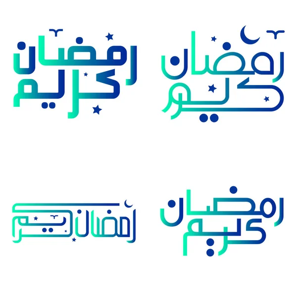Vektorillustration Des Eleganten Gradienten Grün Und Blau Ramadan Kareem Kalligraphie — Stockvektor