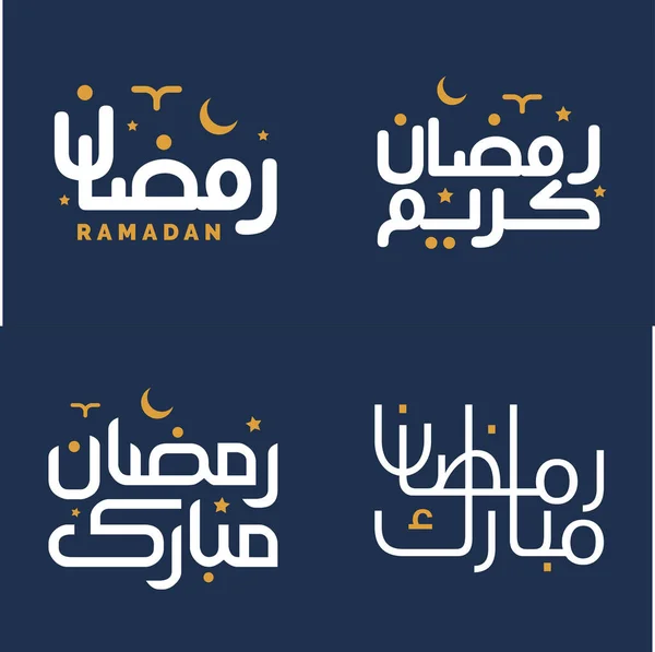 Elegante Diseño Vectorial Ramadan Kareem Con Caligrafía Blanca Elementos Diseño — Vector de stock