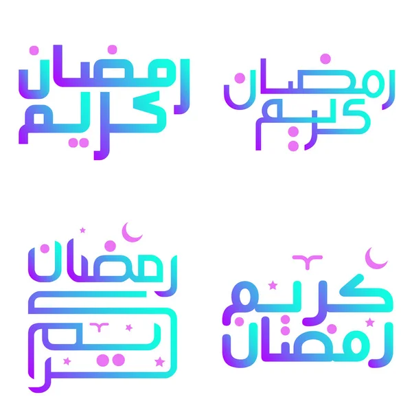 Elegancki Projekt Gradientowy Ramadan Kareem Vector Kaligrafią Arabską — Wektor stockowy