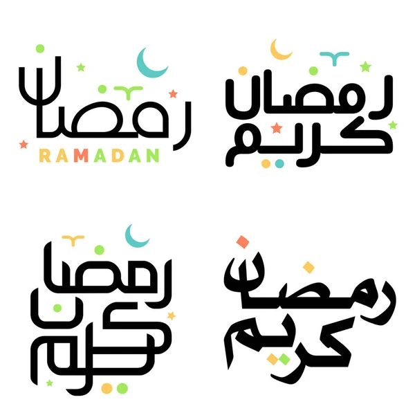 Ilustración Vectorial Black Ramadan Kareem Con Arte Islámico Caligrafía — Vector de stock