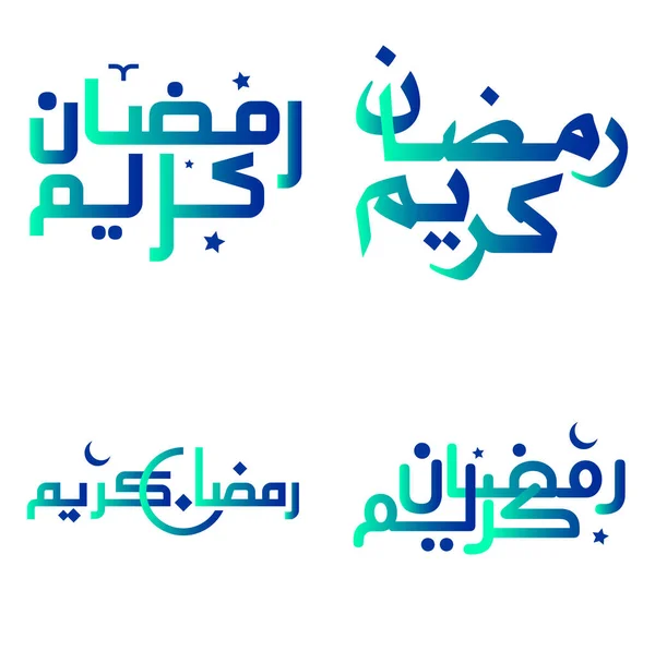 Typographie Arabe Illustration Vectorielle Pour Dégradé Vert Bleu Ramadan Kareem — Image vectorielle