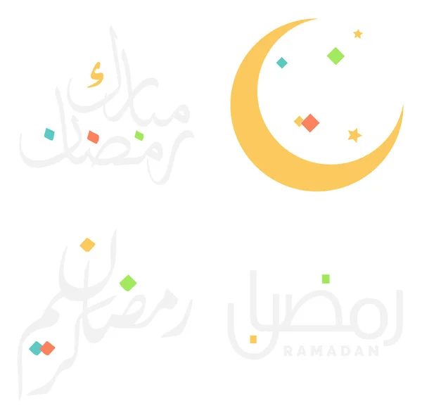 Arabia Tervehdys Typografia Set Ramadan Kareem Juhlat — vektorikuva