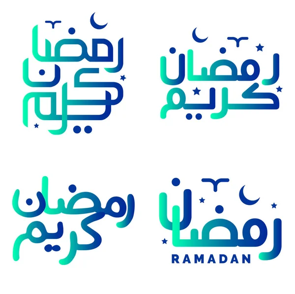 Gradient Green Blue Arabic Calligraphy Vector Illustration Für Muslimische Feierlichkeiten — Stockvektor