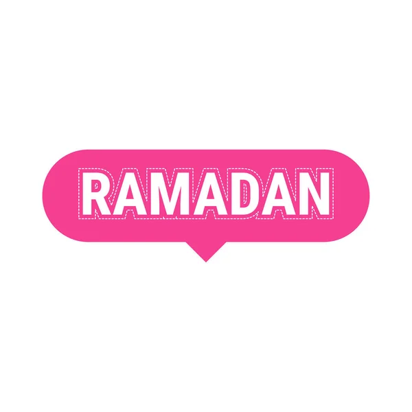 Bandiera Callout Vettoriale Rosa Ramadan Kareem Con Luna Tipografia Araba — Vettoriale Stock