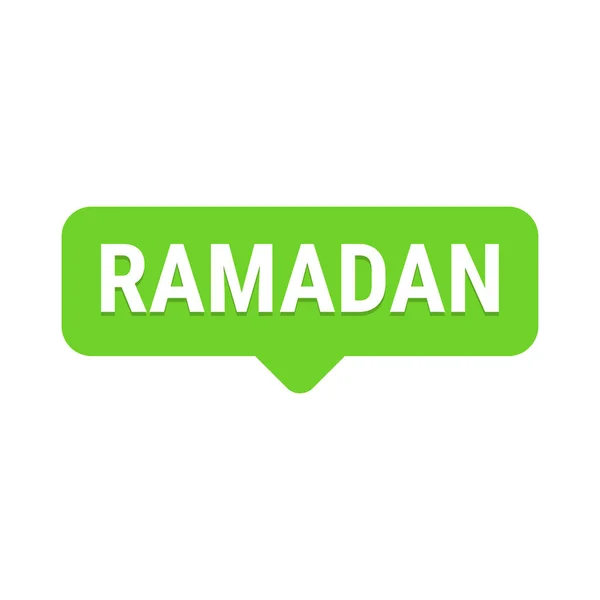 Bandiera Verde Chiamata Del Vettore Ramadan Kareem Con Luna Tipografia — Vettoriale Stock