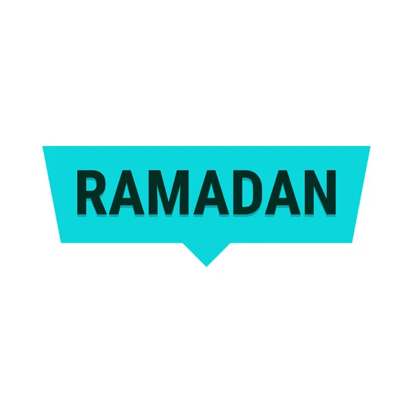 Ramadan Kareem Bandiera Richiamo Vettoriale Turchese Con Luna Tipografia Araba — Vettoriale Stock