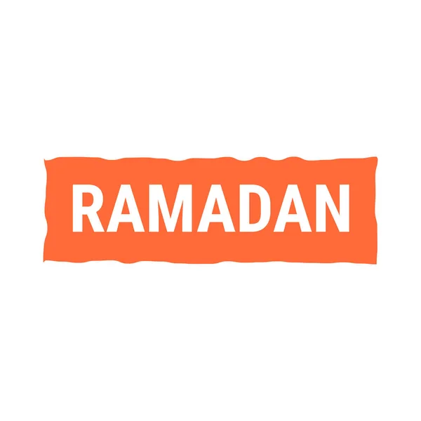Bandiera Callout Vettoriale Arancione Ramadan Kareem Con Luna Tipografia Araba — Vettoriale Stock