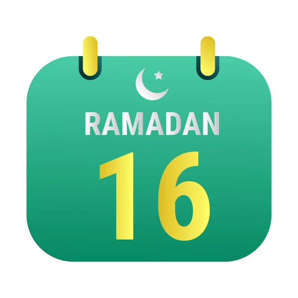 16Th Ramadan Comemore Com Luas Brancas Douradas Inglês Ramadão Texto —  Vetores de Stock