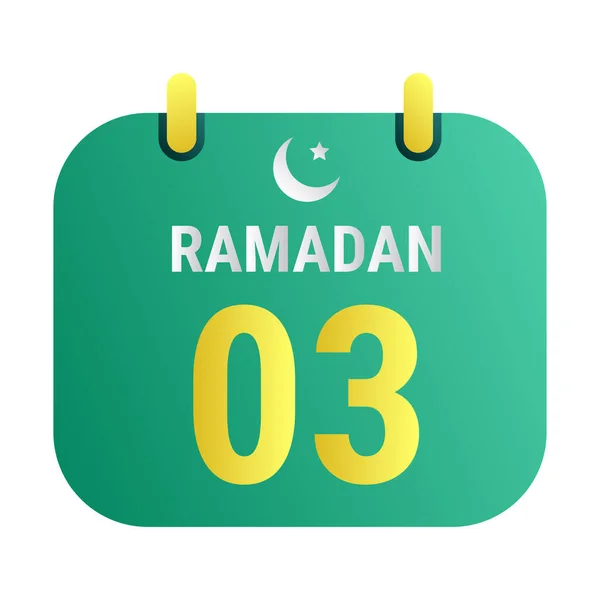 Countdown 3Rd Ramadan Celebrate White Golden Crescent Moons English Ramadan — Stock Vector