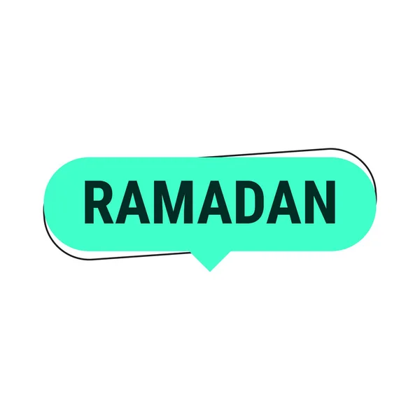 Ramadan Kareem Turquoise矢量Callout旗 带有月亮和阿拉伯文字体 — 图库矢量图片