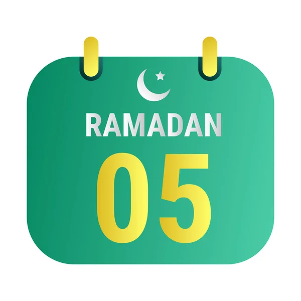 Countdown 5Th Ramadan Celebrate White Golden Crescent Moons English Ramadan — Stock Vector