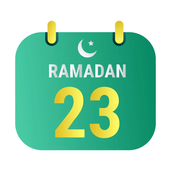 23Rd Ramadan Celebrate White Golden Crescent Moons English Ramadan Text — Stock Vector