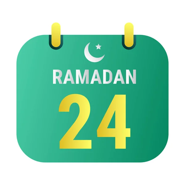 24Th Ramadan Celebrate White Golden Crescent Moons English Ramadan Text — Stock Vector