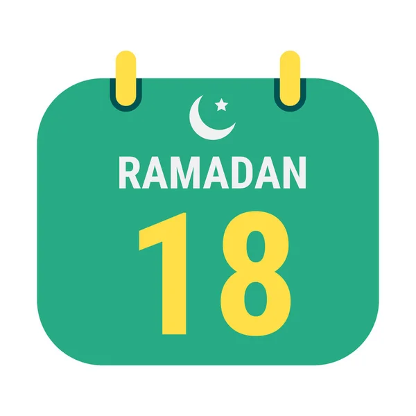 18E Ramadan Vier Het Met Witte Gouden Halve Maan Nederlands — Stockvector