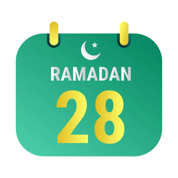 28Th Ramadan Celebrate White Golden Crescent Moons English Ramadan Text — Stock Vector